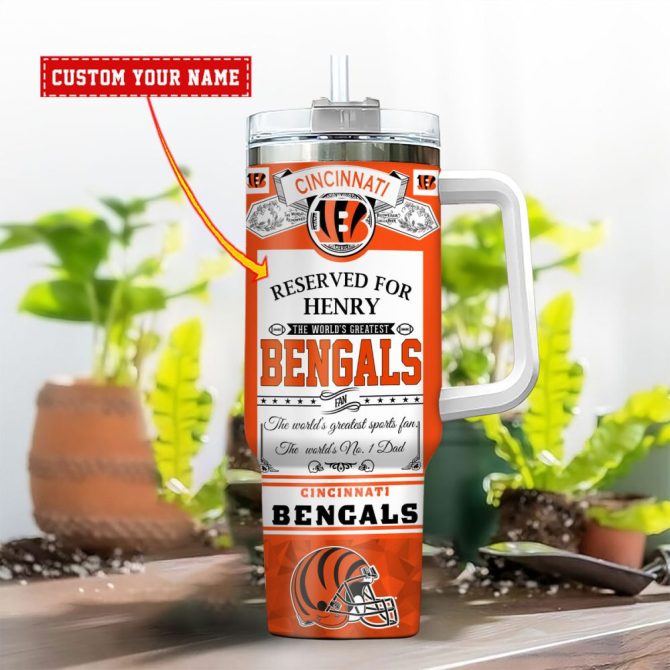 Cincinnati Bengals Nfl Father #8217;S Day Custom Stanley Quencher 40Oz Stainless Steel - Image 2