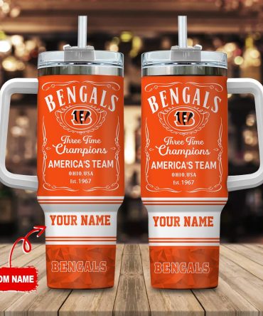 Cincinnati Bengals Nfl Custom Stanley Quencher 40Oz Stainless Steel Tumbler With Handle