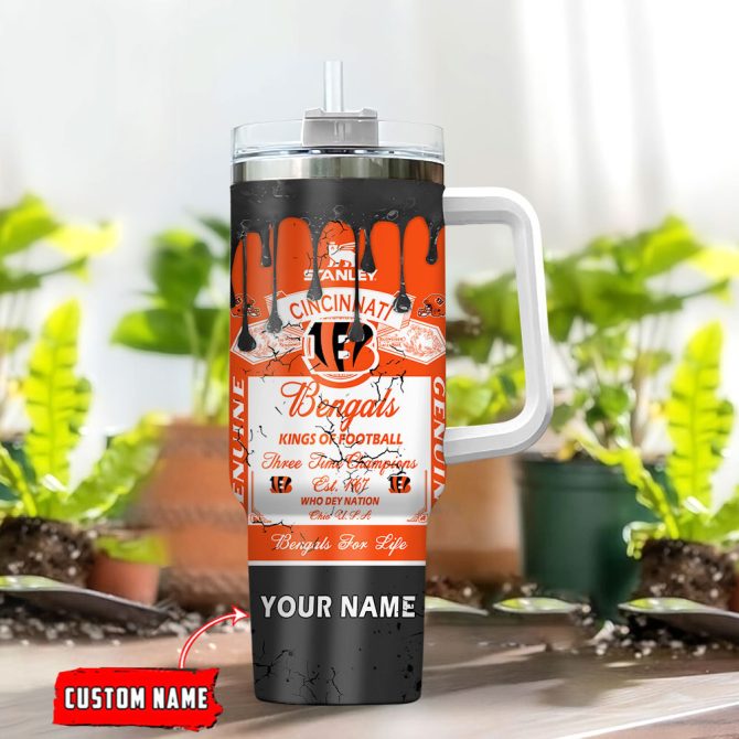 Cincinnati Bengals Nfl Kings Of Football Custom Stanley Quencher 40Oz Stainless Steel Tumbler With Handle - Image 2