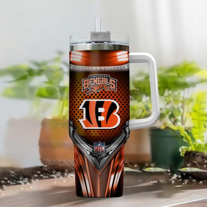 Cincinnati Bengals Nfl Nutrition Facts Custom Stanley Quencher 40Oz Stainless Steel Tumbler With Handle - Image 2