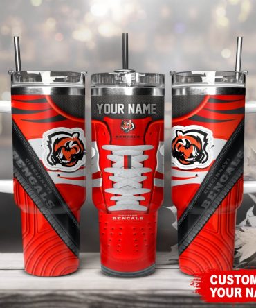 Cincinnati Bengals Nfl Sneaker Custom Stanley Quencher 40Oz Stainless Steel Tumbler With Handle