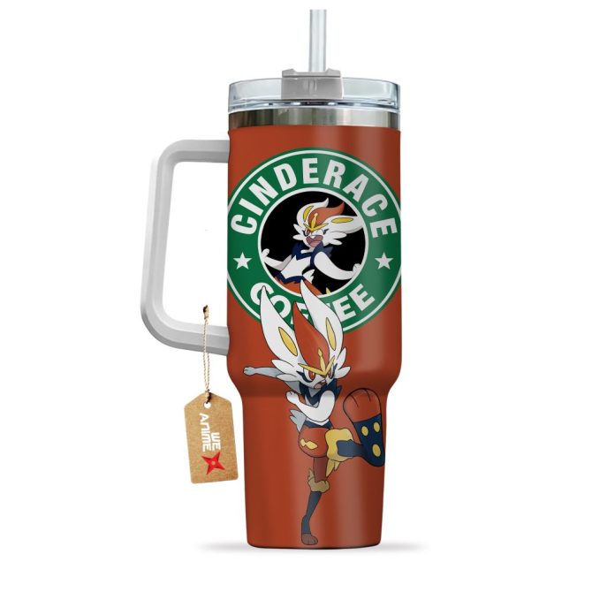 Cinderace Coffee Pokemon Anime Custom Stanley Quencher 40Oz Stainless Steel Tumbler With Handle - Image 4