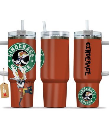 Cinderace Coffee Pokemon Anime Custom Stanley Quencher 40Oz Stainless Steel Tumbler With Handle