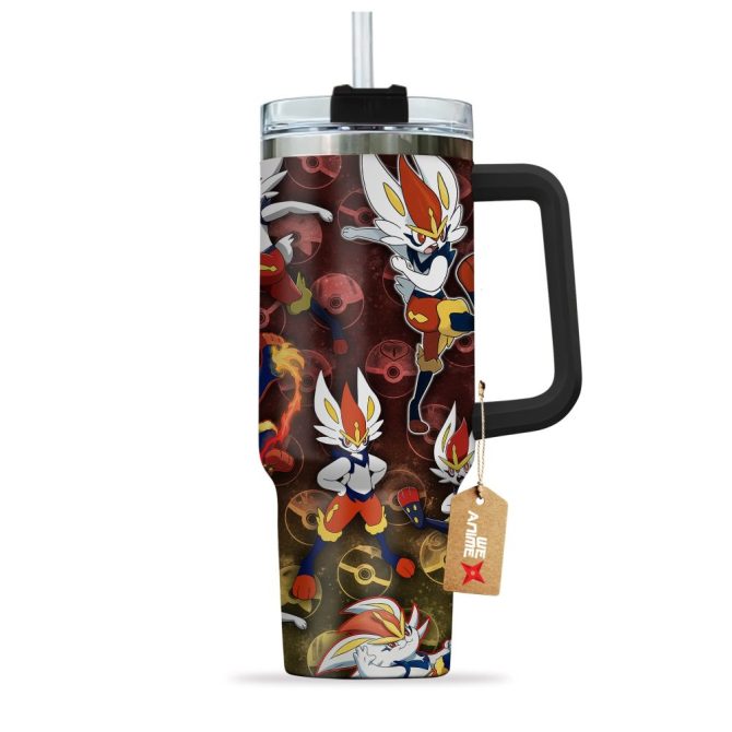 Cinderace Pokemon Anime Custom Stanley Quencher 40Oz Stainless Steel Tumbler With Handle - Image 2