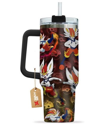 Cinderace Pokemon Anime Custom Stanley Quencher 40Oz Stainless Steel Tumbler With Handle
