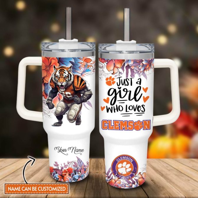 Clemson Tigers Ncaa Custom Stanley Quencher 40Oz Stainless Steel Tumbler With Handle