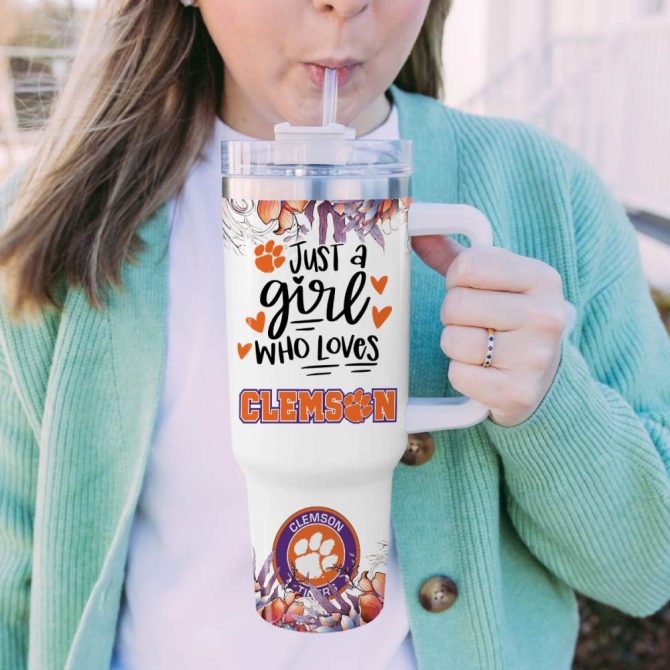 Clemson Tigers Ncaa Custom Stanley Quencher 40Oz Stainless Steel Tumbler With Handle - Image 5