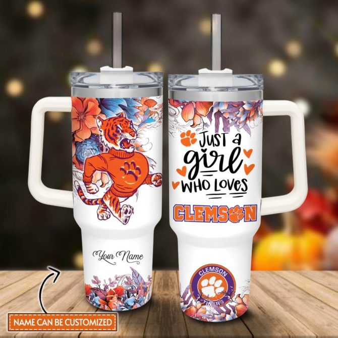 Clemson Tigers Ncaa Custom Stanley Quencher 40Oz Stainless Steel Tumbler With Handle