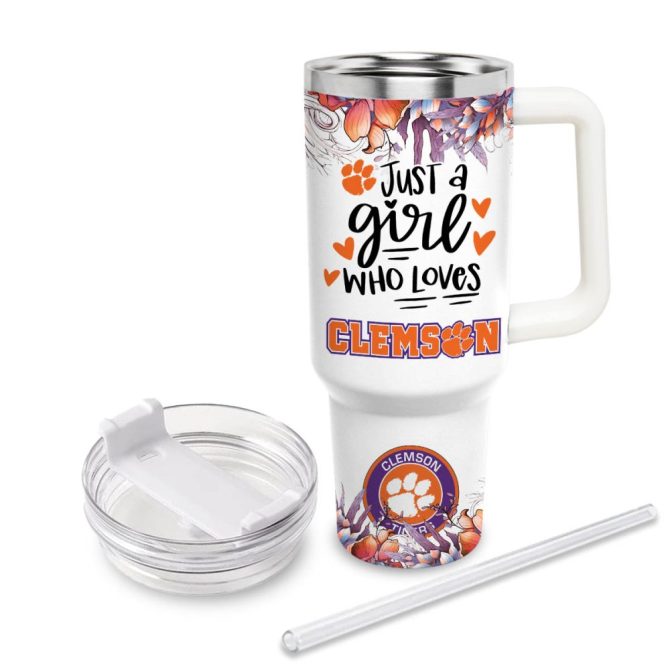 Clemson Tigers Ncaa Custom Stanley Quencher 40Oz Stainless Steel Tumbler With Handle - Image 3