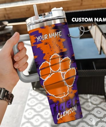 Clemson Tigers Ncaa Custom Stanley Quencher 40Oz Stainless Steel Tumbler With Handle