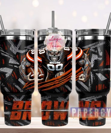 Cleveland Browns Custom Stanley Quencher 40Oz Stainless Steel Tumbler With Handle