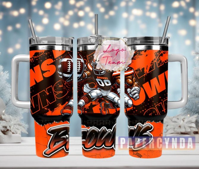 Cleveland Browns Custom Stanley Quencher 40Oz Stainless Steel Tumbler With Handle