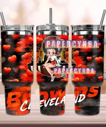 Cleveland Browns Custom Stanley Quencher 40Oz Stainless Steel Tumbler With Handle
