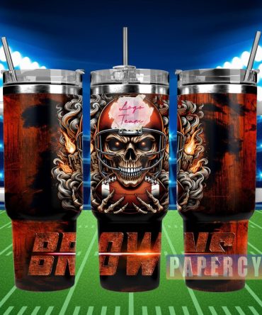 Cleveland Browns Custom Stanley Quencher 40Oz Stainless Steel Tumbler With Handle