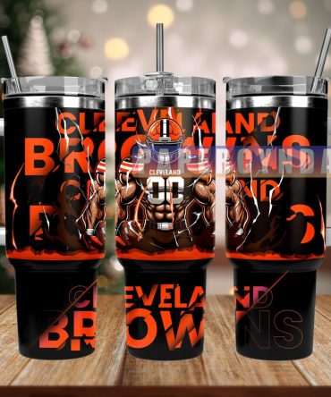 Cleveland Browns Custom Stanley Quencher 40Oz Stainless Steel Tumbler With Handle