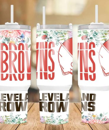 Cleveland Browns Floral Nfl Custom Stanley Quencher 40Oz Stainless Steel