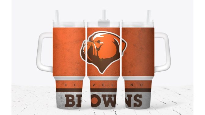 Cleveland Browns Mascot Nfl Custom Stanley Quencher 40Oz Stainless Steel Tumbler With Handle