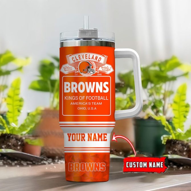 Cleveland Browns Nfl Bud Light Custom Stanley Quencher 40Oz Stainless Steel Tumbler With Handle - Image 2
