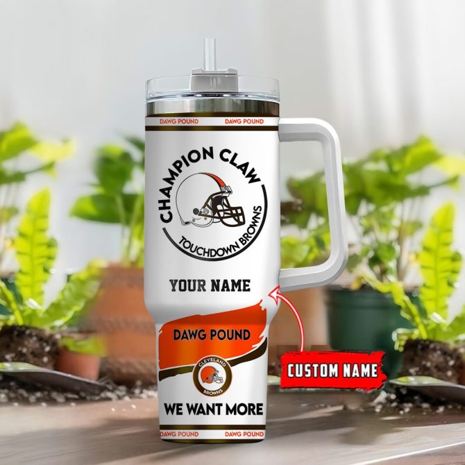 Cleveland Browns Nfl Champion Claw Custom Stanley Quencher 40Oz Stainless Steel Tumbler With Handle - Image 2