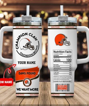 Cleveland Browns Nfl Champion Claw Custom Stanley Quencher 40Oz Stainless Steel Tumbler With Handle