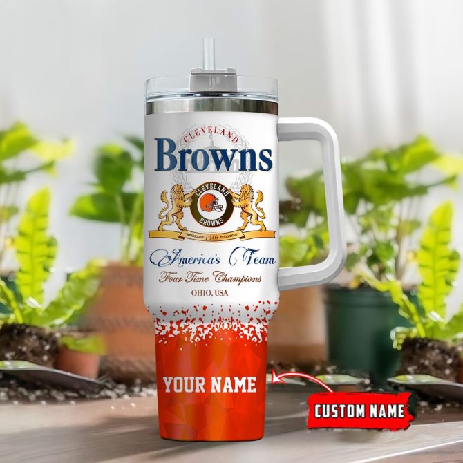Cleveland Browns Nfl Champions Modelo Custom Stanley Quencher 40Oz Stainless Steel Tumbler With Handle - Image 2
