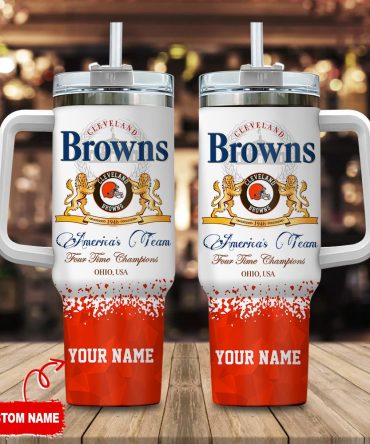 Cleveland Browns Nfl Champions Modelo Custom Stanley Quencher 40Oz Stainless Steel Tumbler With Handle