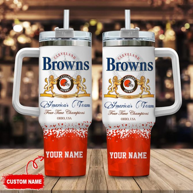 Cleveland Browns Nfl Champions Modelo Custom Stanley Quencher 40Oz Stainless Steel Tumbler With Handle