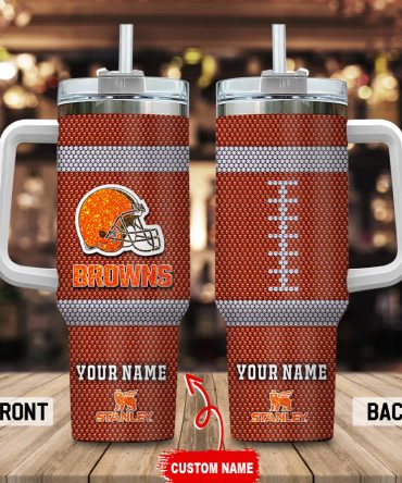 Cleveland Browns Nfl Crystal Custom Stanley Quencher 40Oz Stainless Steel Tumbler With Handle