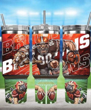 Cleveland Browns Nfl Mascot Custom Stanley Quencher 40Oz Stainless Steel Tumbler With Handle