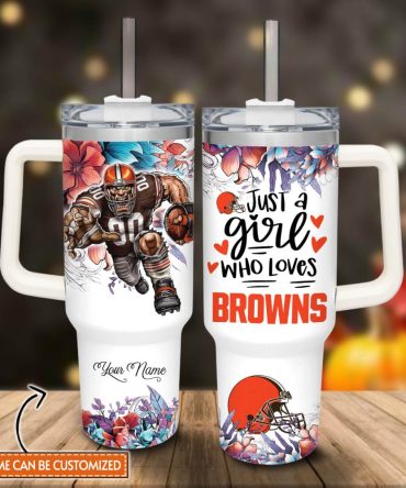 Cleveland Browns Nfl Custom Stanley Quencher 40Oz Stainless Steel Tumbler With Handle