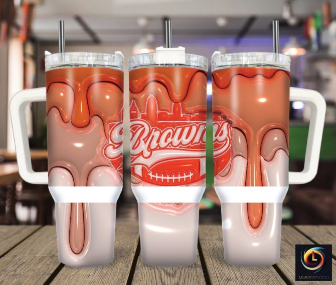 Cleveland Browns Nfl Custom Stanley Quencher 40Oz Stainless Steel Tumbler With Handle