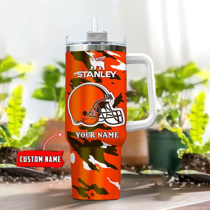 Cleveland Browns Nfl Custom Stanley Quencher 40Oz Stainless Steel Tumbler With Handle - Image 2
