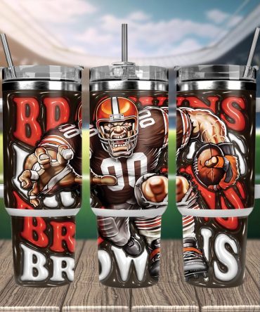 Cleveland Browns Nfl Mascot Custom Stanley Quencher 40Oz Stainless Steel Tumbler With Handle
