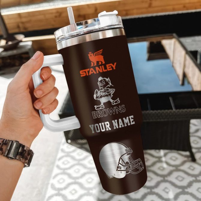 Cleveland Browns Nfl Custom Stanley Quencher 40Oz Stainless Steel Tumbler With Handle - Image 3
