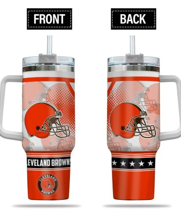 Cleveland Browns Nfl Custom Stanley Quencher 40Oz Stainless Steel Tumbler With Handle
