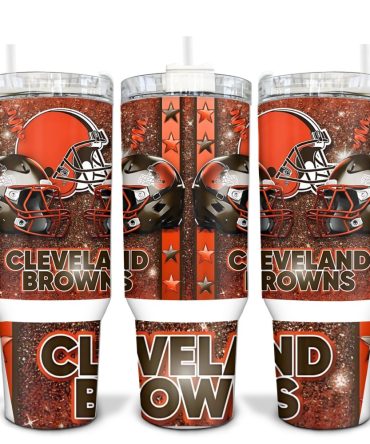 Cleveland Browns Nfl Custom Stanley Quencher 40Oz Stainless Steel Tumbler With Handle