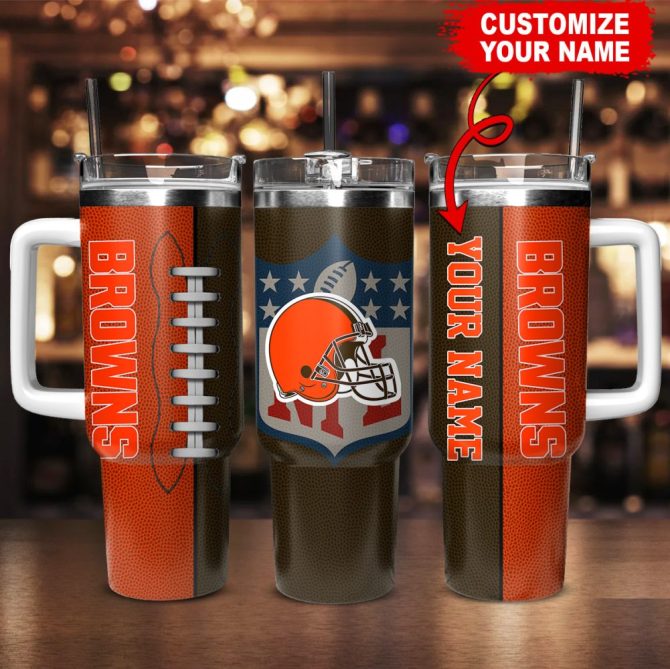 Cleveland Browns Nfl Custom Stanley Quencher 40Oz Stainless Steel Tumbler With Handle - Image 2
