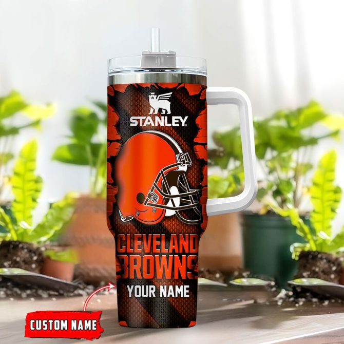 Cleveland Browns Nfl Custom Stanley Quencher 40Oz Stainless Steel Tumbler With Handle - Image 2