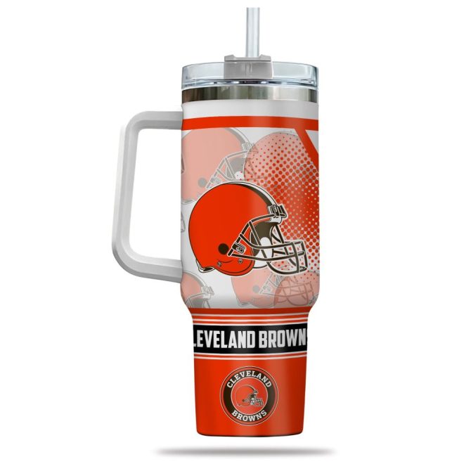 Cleveland Browns Nfl Custom Stanley Quencher 40Oz Stainless Steel Tumbler With Handle - Image 3