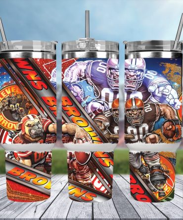 Cleveland Browns Nfl Mascot Custom Stanley Quencher 40Oz Stainless Steel Tumbler With Handle