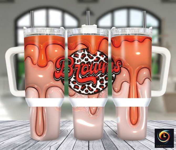 Cleveland Browns Nfl Custom Stanley Quencher 40Oz Stainless Steel Tumbler With Handle