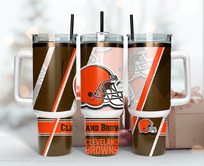 Cleveland Browns Nfl Custom Stanley Quencher 40Oz Stainless Steel Tumbler With Handle