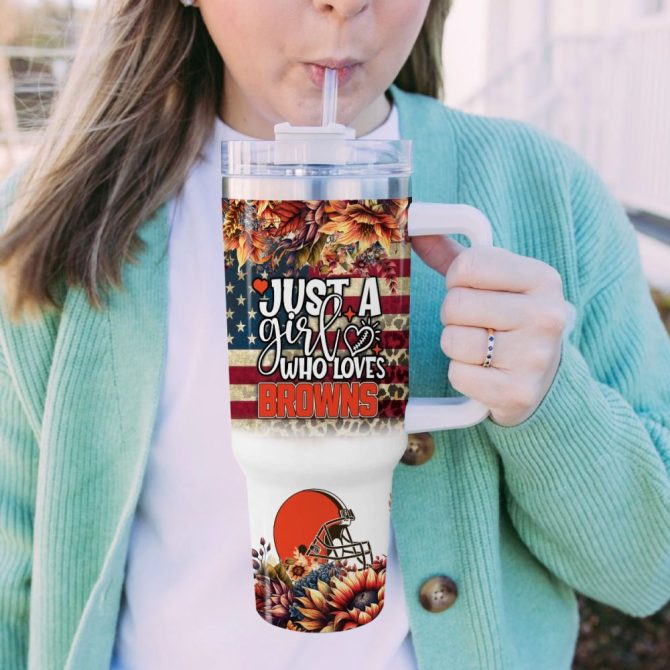 Cleveland Browns Nfl Custom Stanley Quencher 40Oz Stainless Steel Tumbler With Handle - Image 5