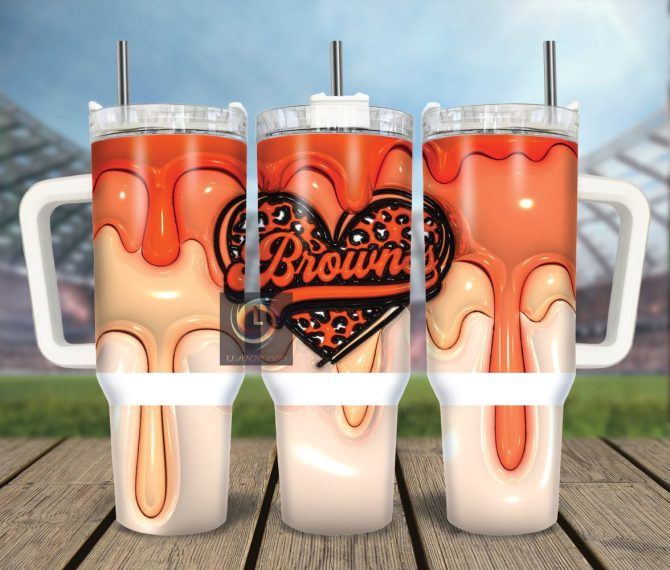 Cleveland Browns Nfl Custom Stanley Quencher 40Oz Stainless Steel Tumbler With Handle