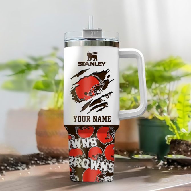 Cleveland Browns Nfl Custom Stanley Quencher 40Oz Stainless Steel Tumbler With Handle - Image 2