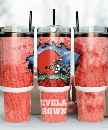 Cleveland Browns Nfl Custom Stanley Quencher 40Oz Stainless Steel Tumbler With Handle