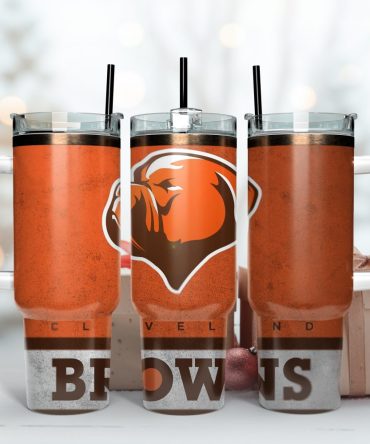 Cleveland Browns Nfl Custom Stanley Quencher 40Oz Stainless Steel Tumbler With Handle
