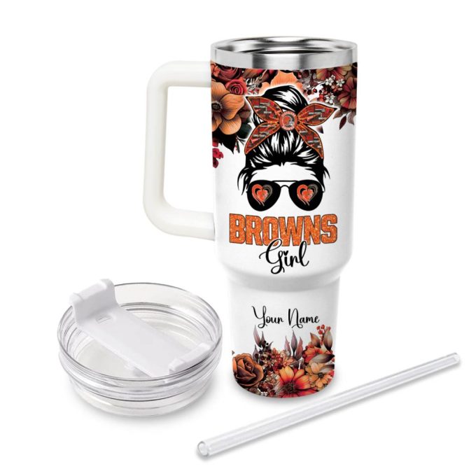 Cleveland Browns Nfl Custom Stanley Quencher 40Oz Stainless Steel Tumbler With Handle - Image 3