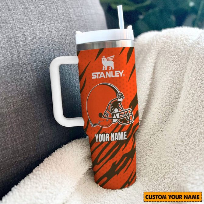 Cleveland Browns Nfl Custom Stanley Quencher 40Oz Stainless Steel Tumbler With Handle - Image 2