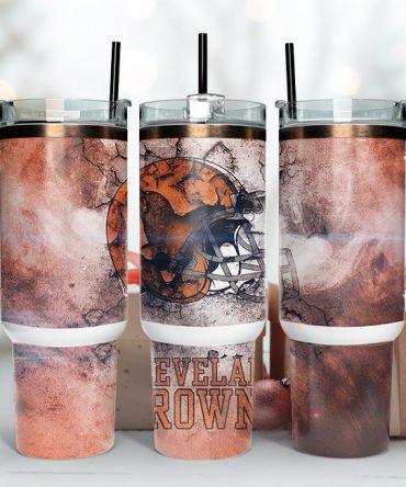 Cleveland Browns Nfl Custom Stanley Quencher 40Oz Stainless Steel Tumbler With Handle